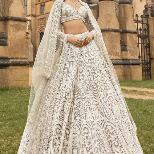 Off White Color Heay Thread With Sequence Work Designer Lehenga Choli