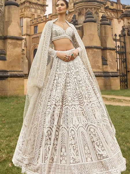 Off White Color Heay Thread With Sequence Work Designer Lehenga Choli