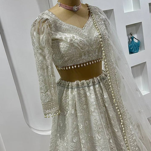 Off White Color Heay Thread With Sequence Work Designer Lehenga Choli