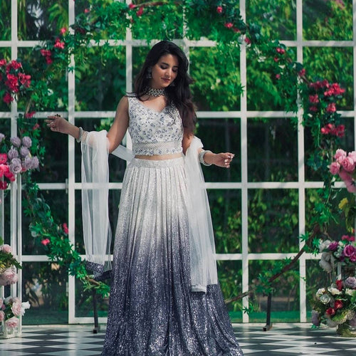 Gray Color Heavy Sequence Work  Designer Lehenga Choli