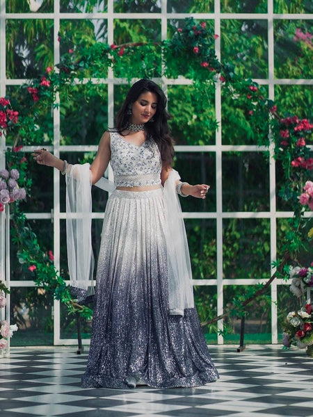 Gray Color Heavy Sequence Work  Designer Lehenga Choli