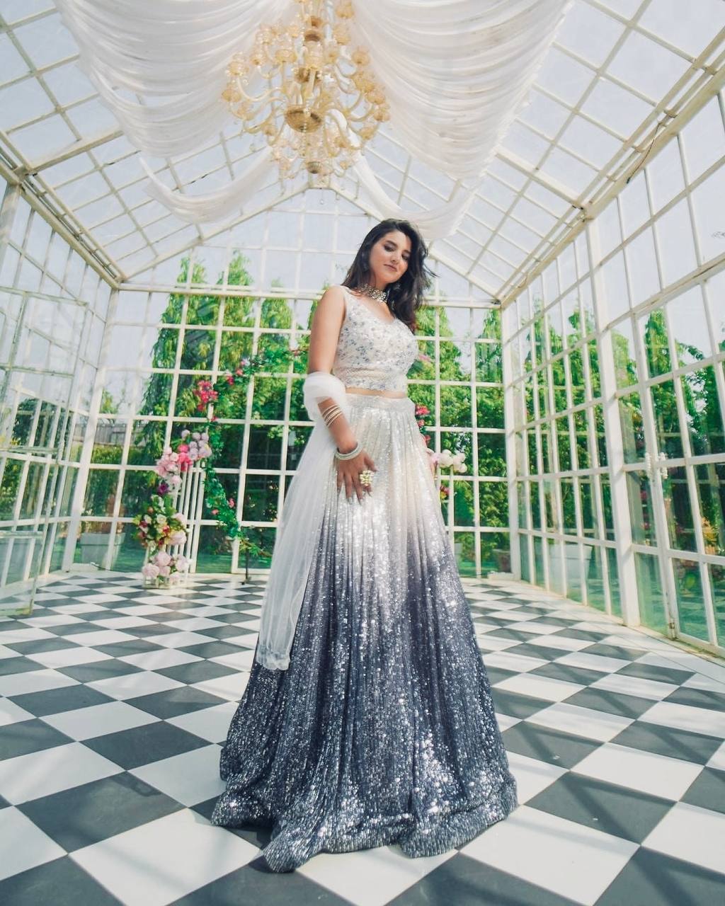 Gray Color Heavy Sequence Work  Designer Lehenga Choli