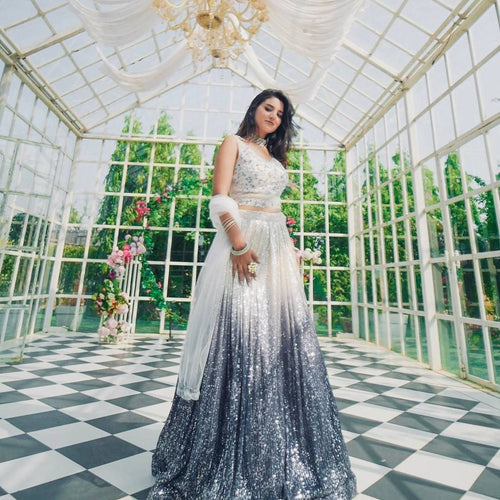 Gray Color Heavy Sequence Work  Designer Lehenga Choli