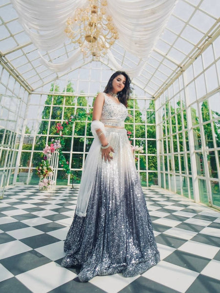 Gray Color Heavy Sequence Work  Designer Lehenga Choli