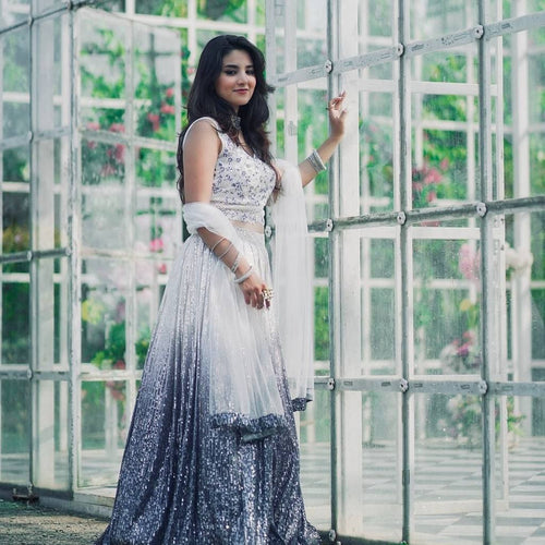 Gray Color Heavy Sequence Work  Designer Lehenga Choli