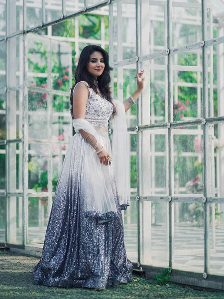 Gray Color Heavy Sequence Work  Designer Lehenga Choli