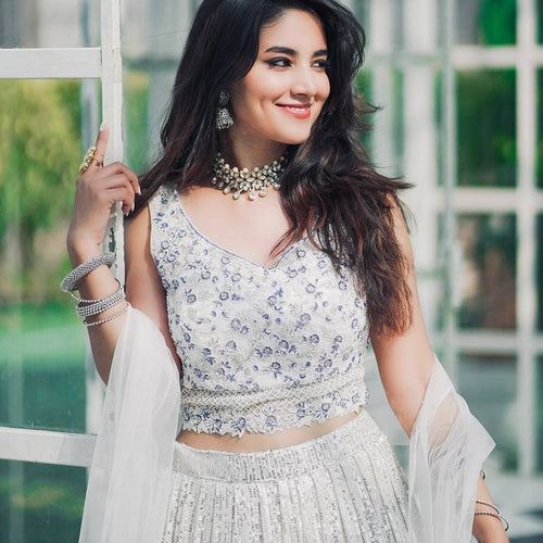 Gray Color Heavy Sequence Work  Designer Lehenga Choli