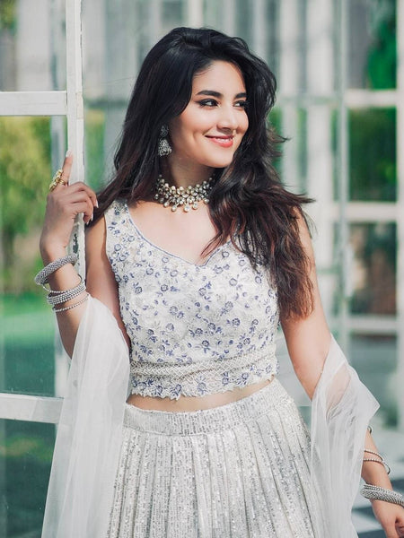 Gray Color Heavy Sequence Work  Designer Lehenga Choli