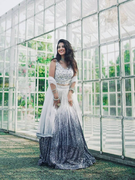 Gray Color Heavy Sequence Work  Designer Lehenga Choli