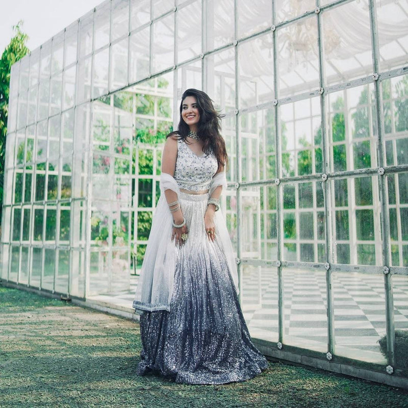 Gray Color Heavy Sequence Work  Designer Lehenga Choli