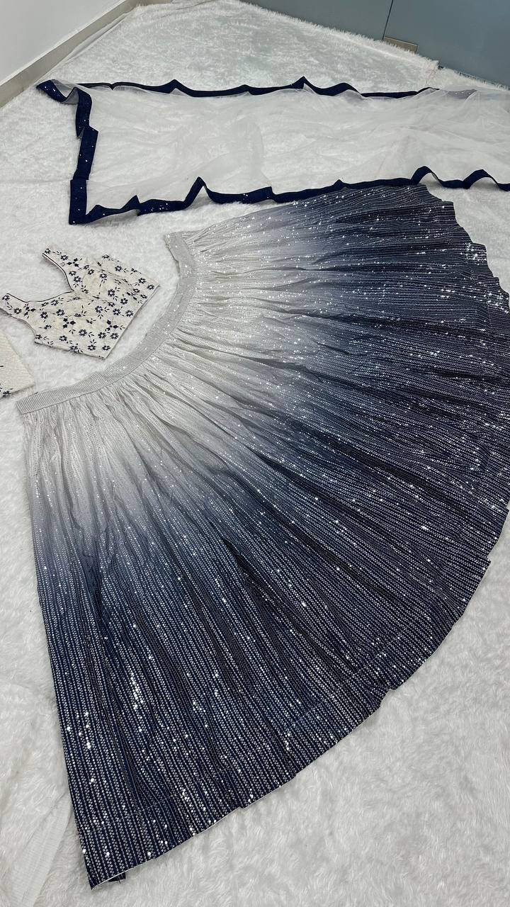 Gray Color Heavy Sequence Work  Designer Lehenga Choli