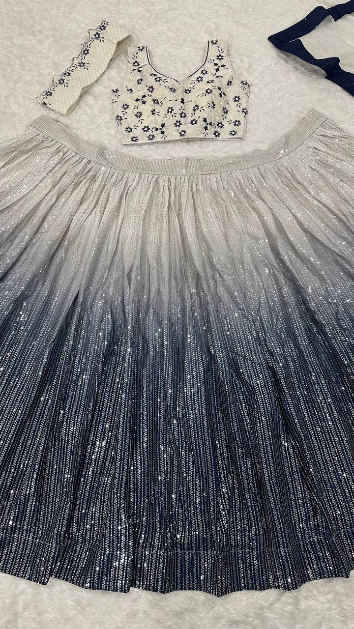 Gray Color Heavy Sequence Work  Designer Lehenga Choli