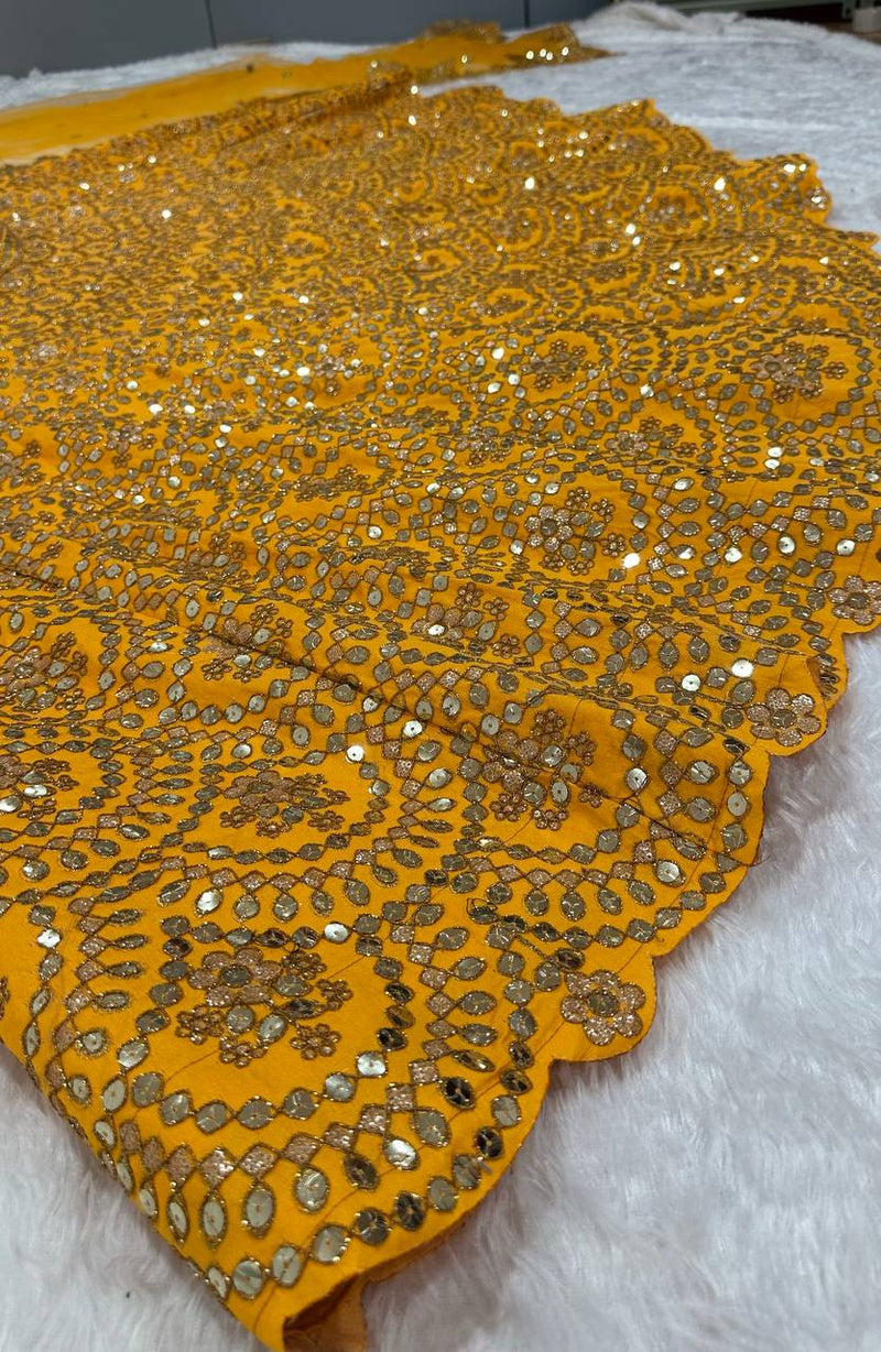 Yellow Color Heavy Sequence Work  Designer Haldi Lehenga Choli