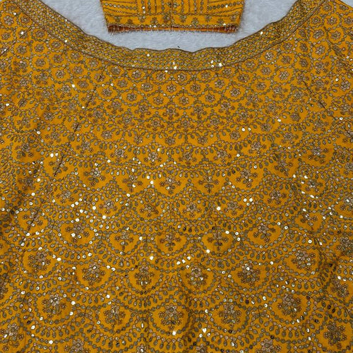 Yellow Color Heavy Sequence Work  Designer Haldi Lehenga Choli