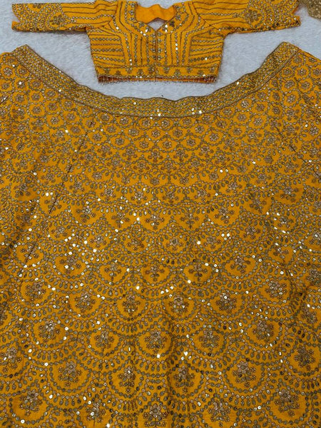 Yellow Color Heavy Sequence Work  Designer Haldi Lehenga Choli