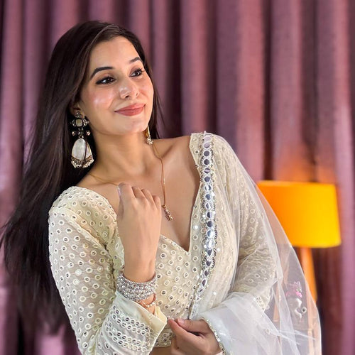 White Color Heavy Sequence With Thread Work Designer Lehenga Choli