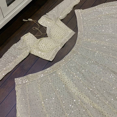 White Color Heavy Sequence With Thread Work Designer Lehenga Choli