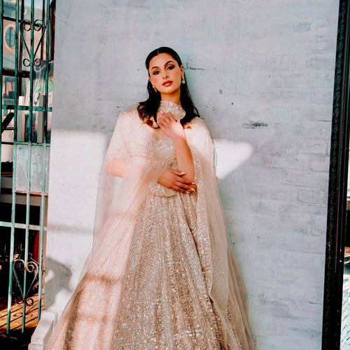 Golden Color Heavy Sequence Work  Designer Lehenga Choli