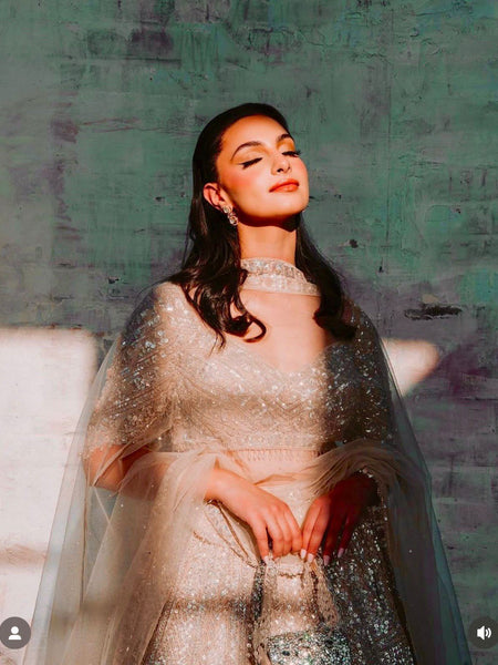 Golden Color Heavy Sequence Work  Designer Lehenga Choli