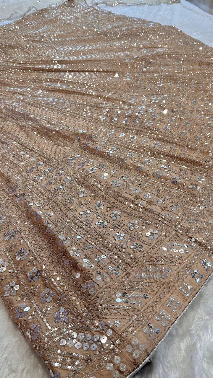 Golden Color Heavy Sequence Work  Designer Lehenga Choli