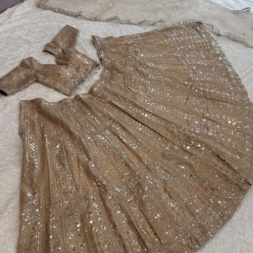Golden Color Heavy Sequence Work  Designer Lehenga Choli