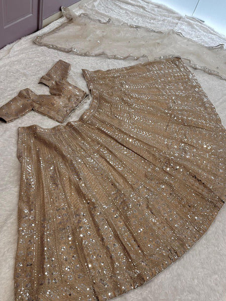 Golden Color Heavy Sequence Work  Designer Lehenga Choli