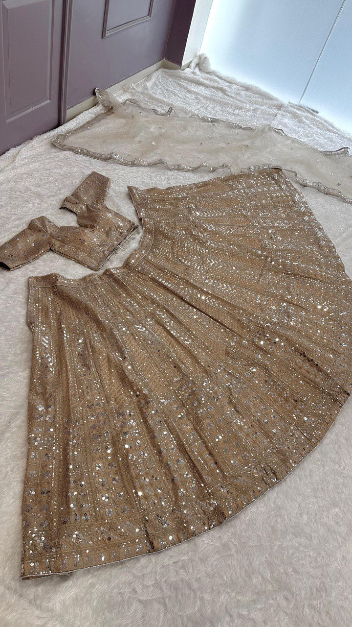 Golden Color Heavy Sequence Work  Designer Lehenga Choli