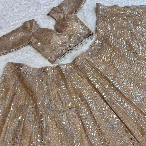 Golden Color Heavy Sequence Work  Designer Lehenga Choli