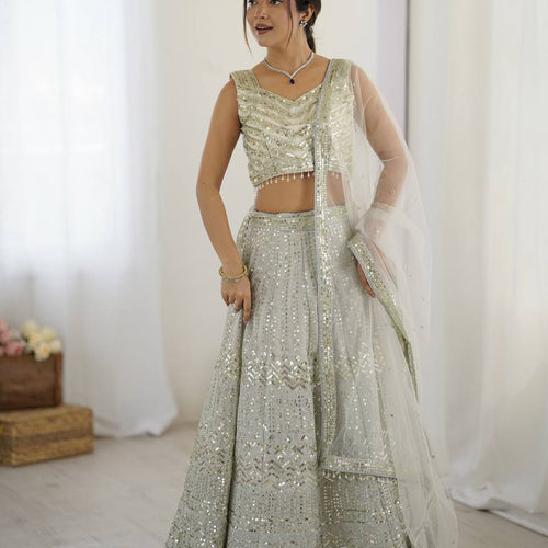 Gray Color Heavy Sequence Work  Designer Lehenga Choli