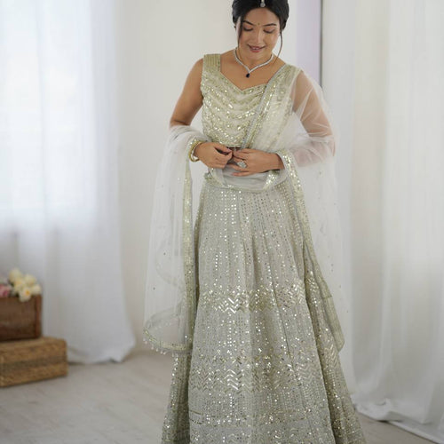 Gray Color Heavy Sequence Work  Designer Lehenga Choli