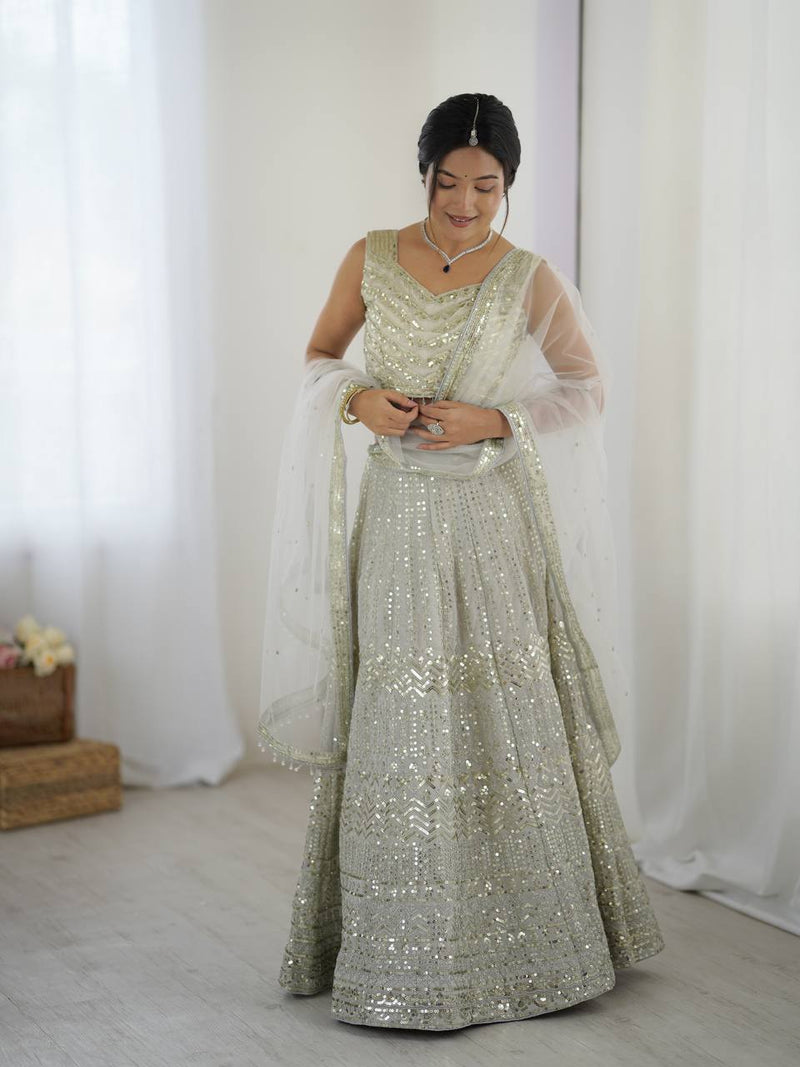 Gray Color Heavy Sequence Work  Designer Lehenga Choli