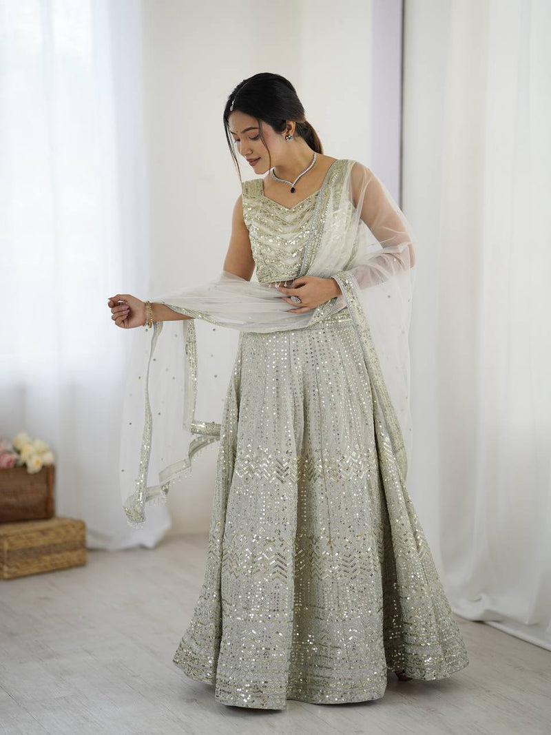 Gray Color Heavy Sequence Work  Designer Lehenga Choli