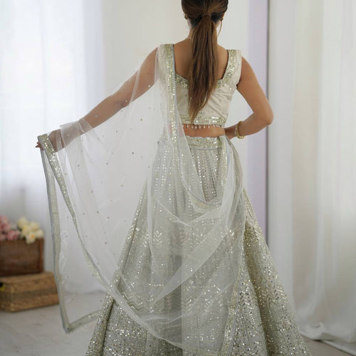 Gray Color Heavy Sequence Work  Designer Lehenga Choli