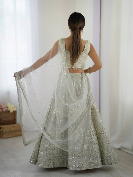 Gray Color Heavy Sequence Work  Designer Lehenga Choli