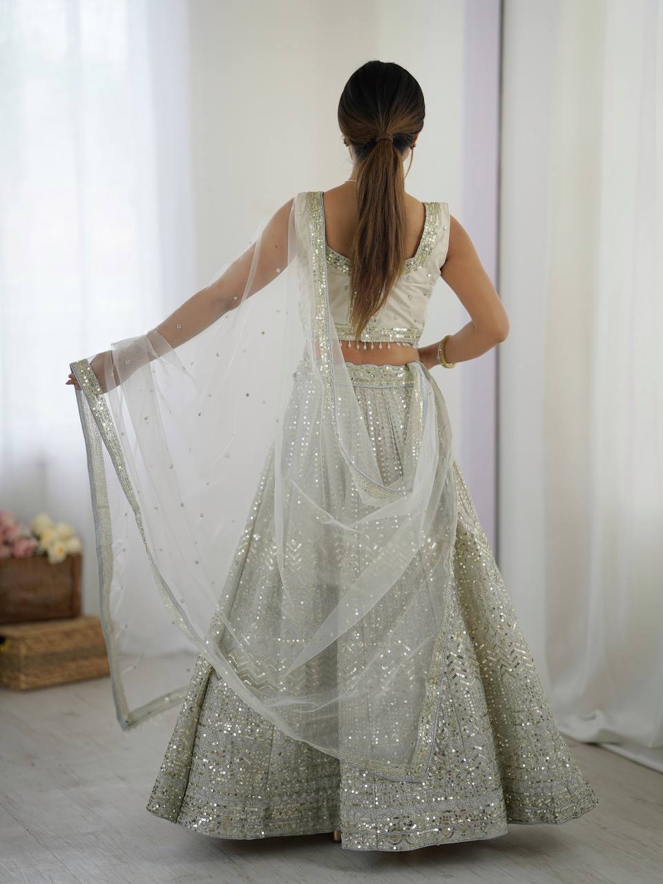 Gray Color Heavy Sequence Work  Designer Lehenga Choli