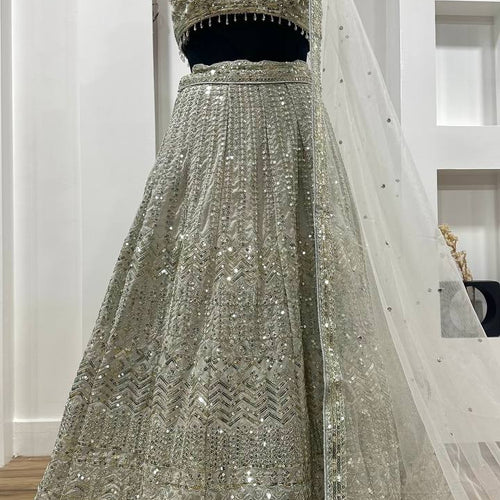 Gray Color Heavy Sequence Work  Designer Lehenga Choli