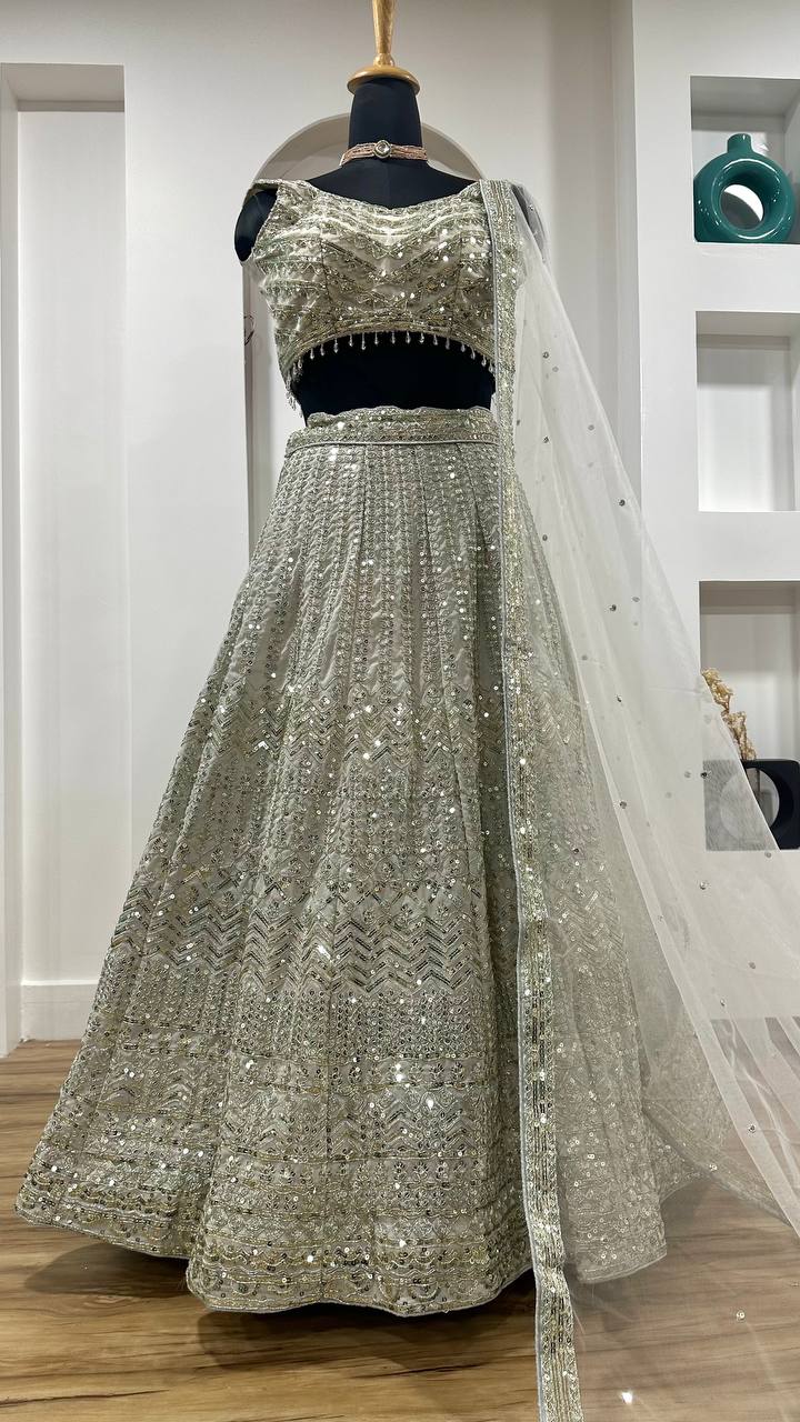 Gray Color Heavy Sequence Work  Designer Lehenga Choli