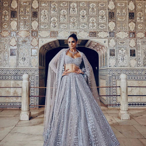 Gray Color Heavy Sequence Work  Designer Pary Wear Lehenga Choli
