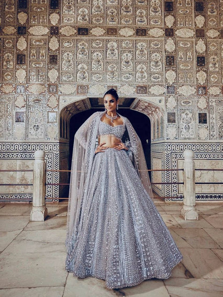 Gray Color Heavy Sequence Work  Designer Pary Wear Lehenga Choli