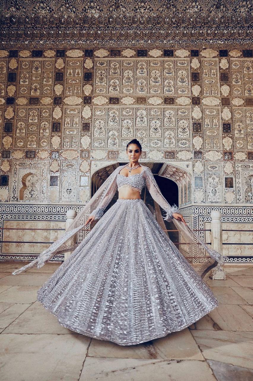 Gray Color Heavy Sequence Work  Designer Pary Wear Lehenga Choli