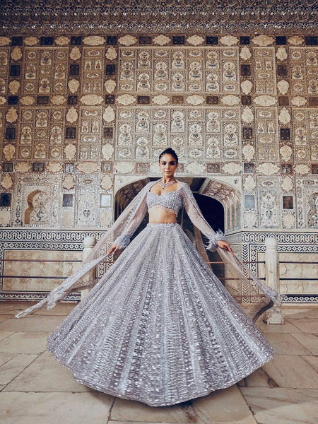 Gray Color Heavy Sequence Work  Designer Pary Wear Lehenga Choli
