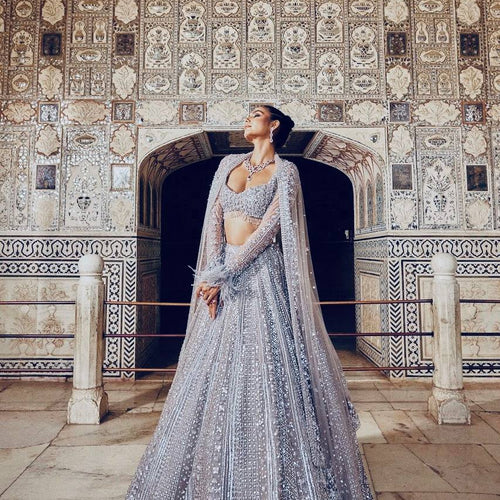 Gray Color Heavy Sequence Work  Designer Pary Wear Lehenga Choli