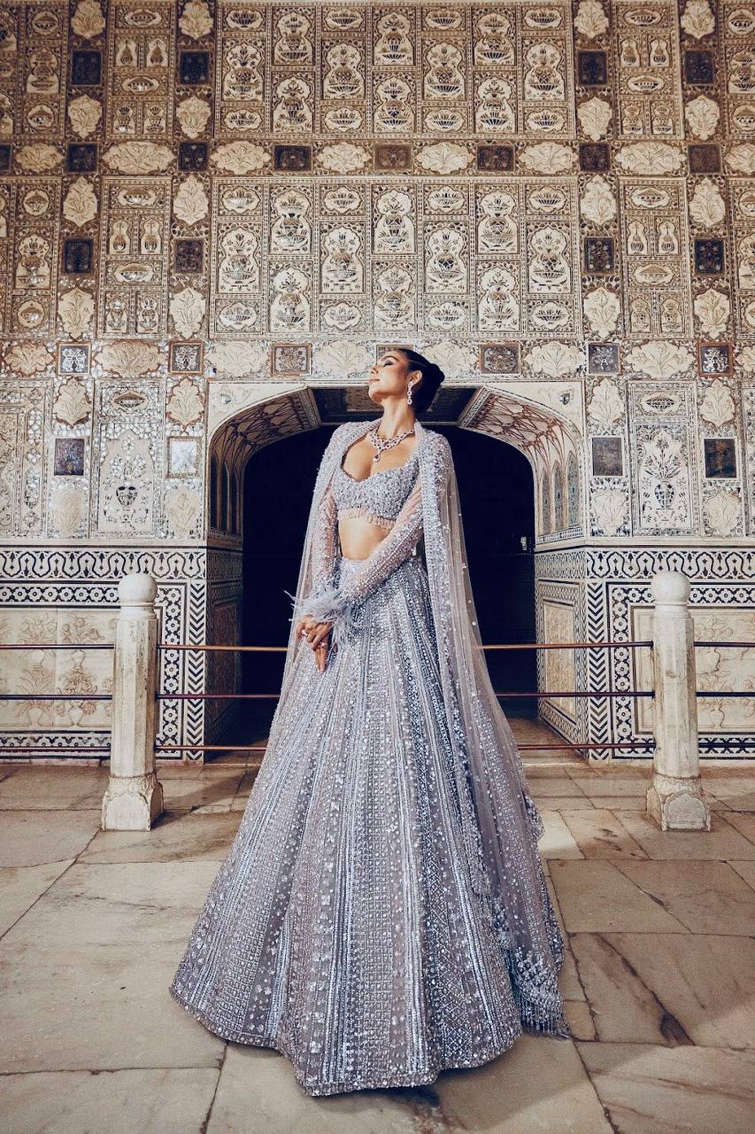 Gray Color Heavy Sequence Work  Designer Pary Wear Lehenga Choli
