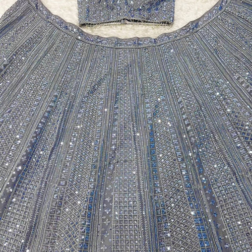 Gray Color Heavy Sequence Work  Designer Pary Wear Lehenga Choli