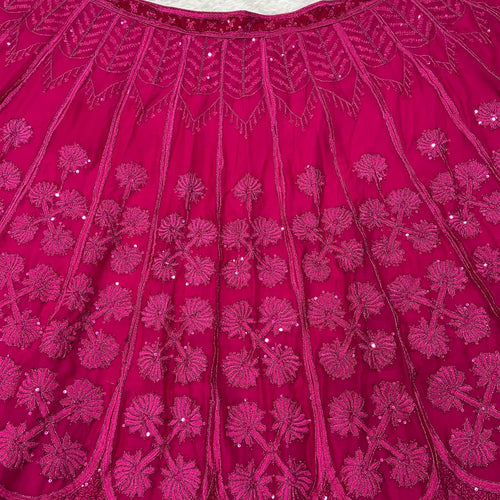 Pink Color Heavy Thread With Sequence Work  Designer Lehenga Choli