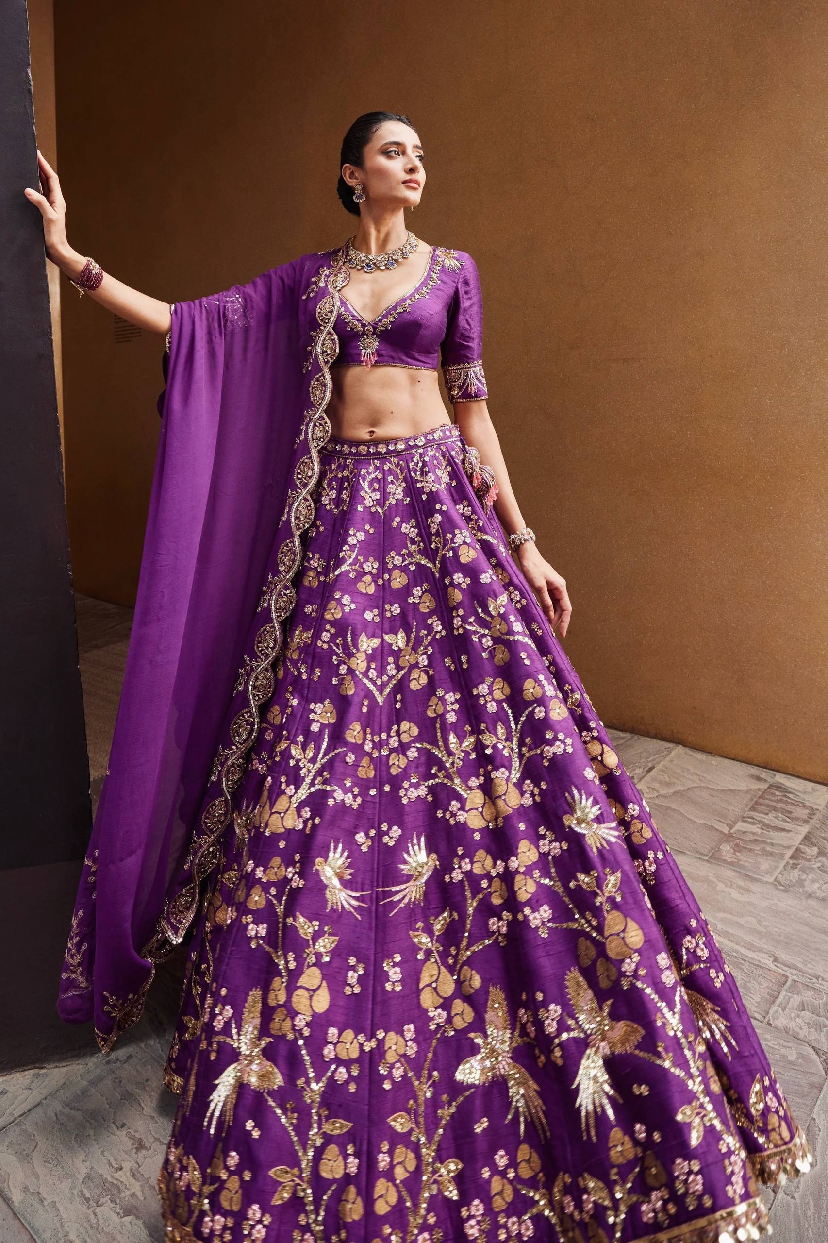 Purple Color Heavy Sequence Zari Work  Designer Lehenga Choli