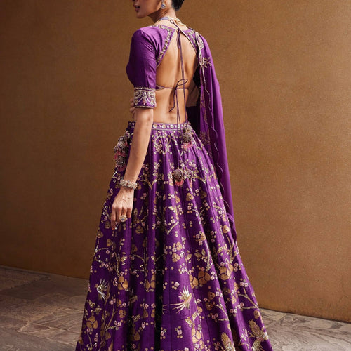 Purple Color Heavy Sequence Zari Work  Designer Lehenga Choli
