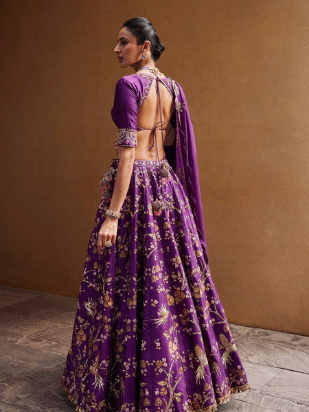 Purple Color Heavy Sequence Zari Work  Designer Lehenga Choli