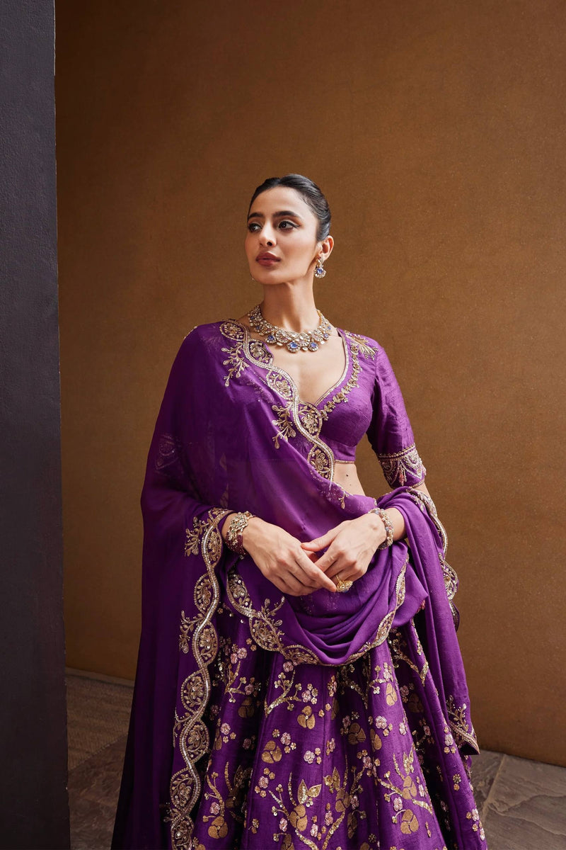 Purple Color Heavy Sequence Zari Work  Designer Lehenga Choli