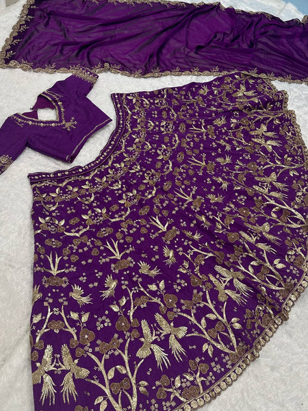 Purple Color Heavy Sequence Zari Work  Designer Lehenga Choli